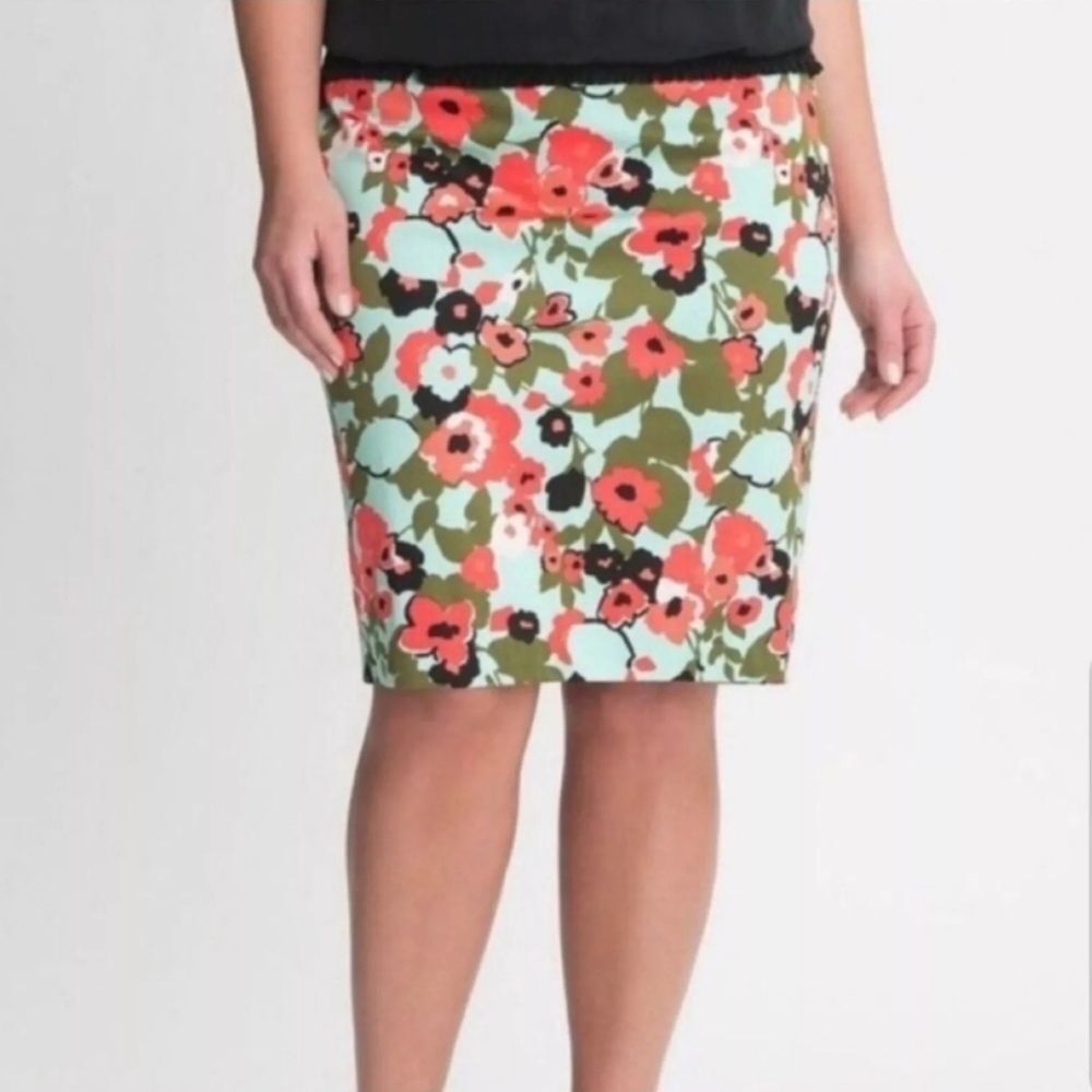 Lane Bryant Floral Printed Cotton Straight Pencil Skirt Plus Size 22